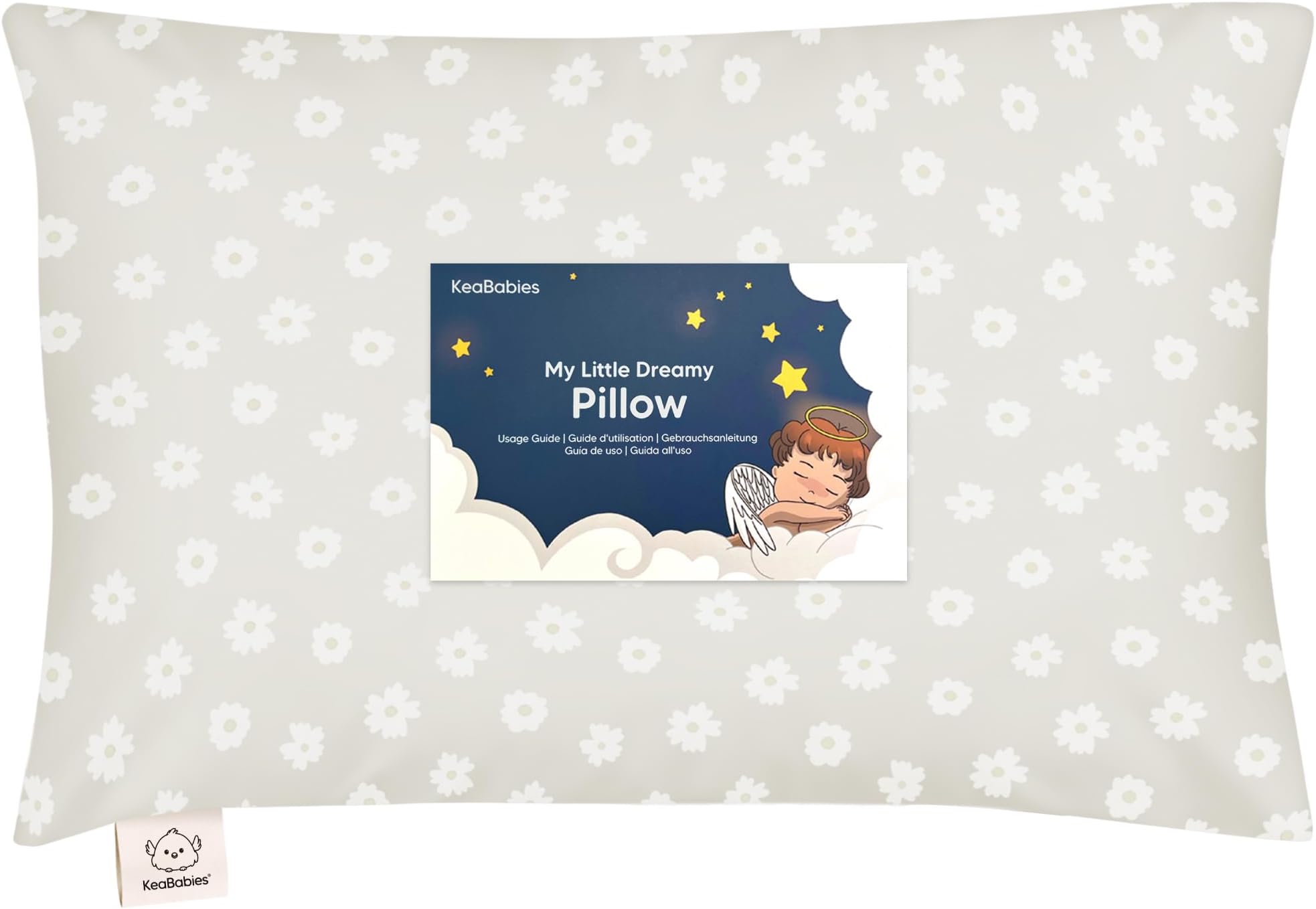 Toddler Pillow with Pillowcase - 13x18 My Little Dreamy Pillow, Organic Cotton Toddler Pillows for Sleeping, Kids Pillow, Travel Pillows, Mini Pillow, Nursery Pillow, Toddler Bed Pillow (Meadow)