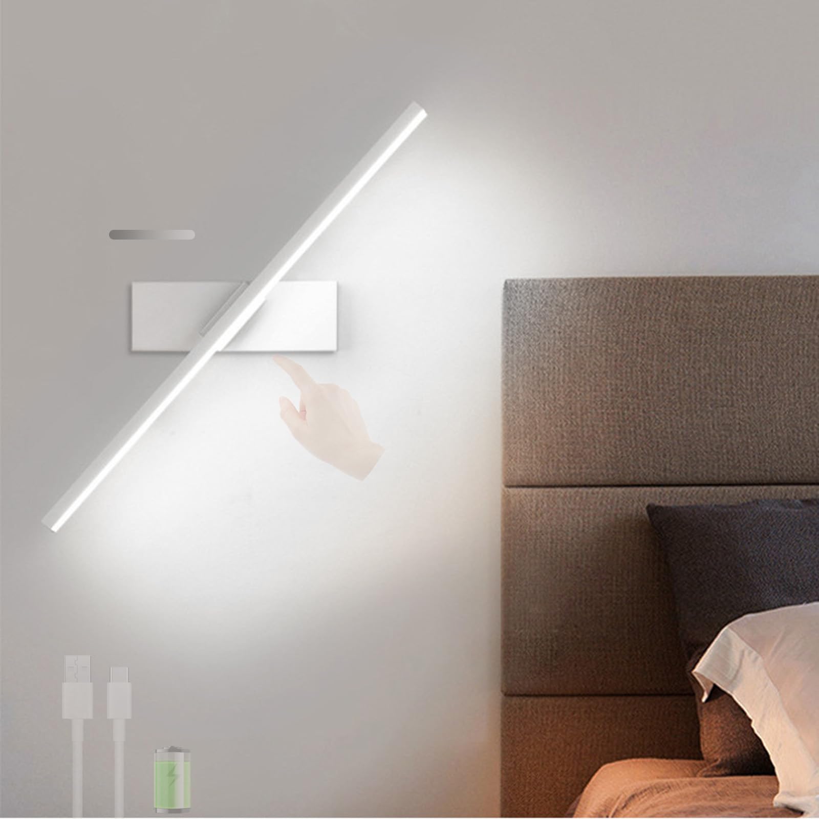 Lámpara de pared giratoria 330° con control táctil e interruptor inalámbrico 8