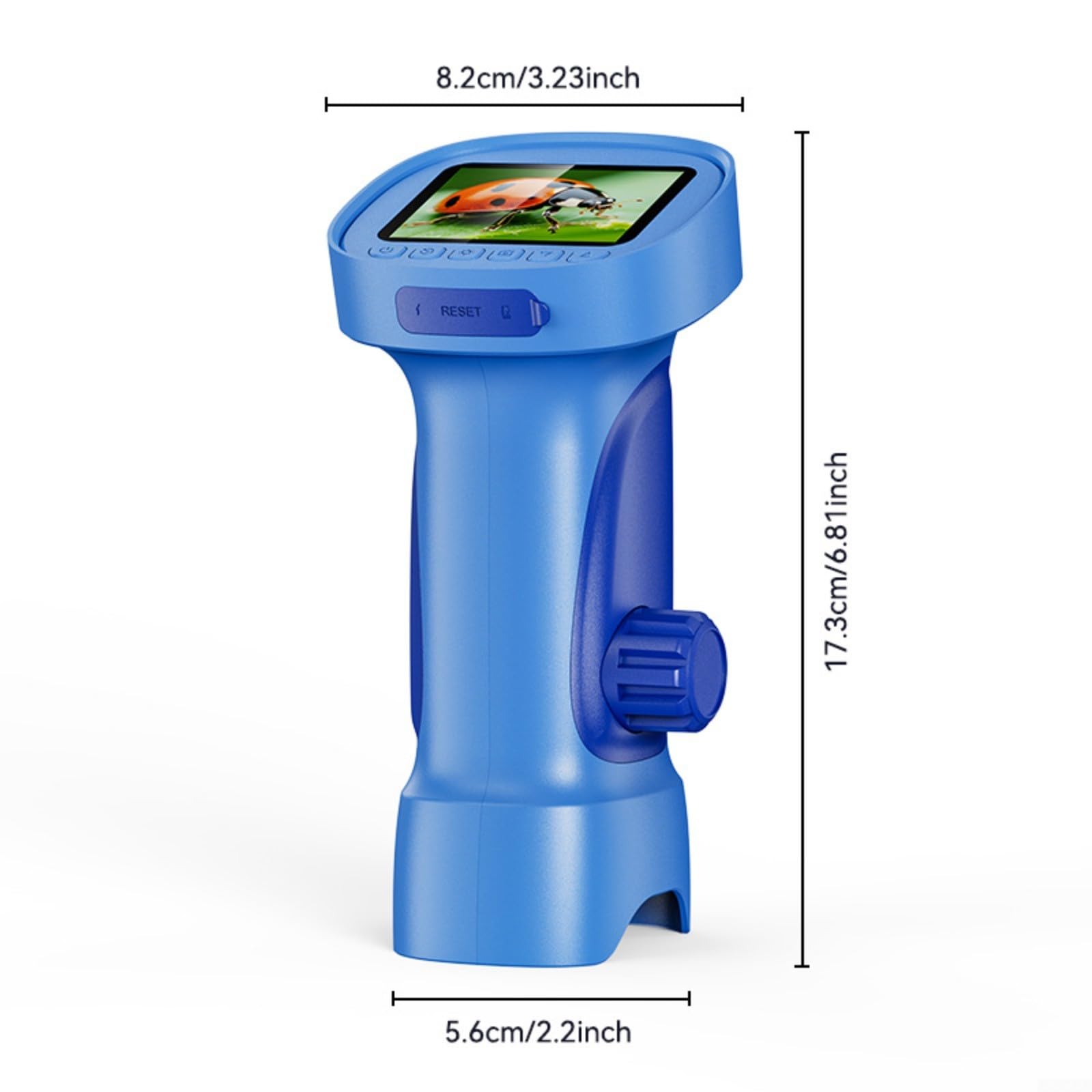 Microscopio digital con pantalla IPS de 2,4 pulgadas (naranja) | Para aumento de 1000x, 8 luces LED, para carga USB C para niños, laboratorio de ciencia, escuela, azul