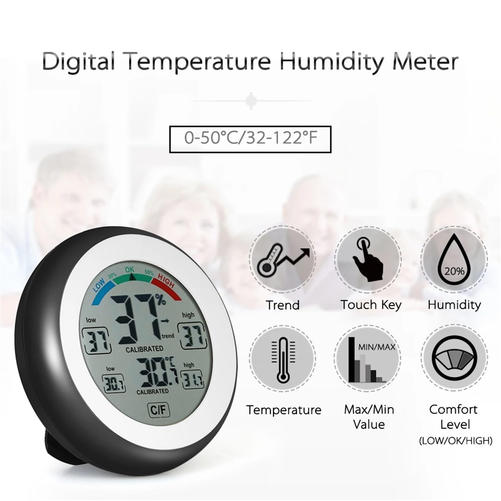 Termometro Digitale, igrometro, misuratore di Temperatura e umidità, visualizzazione del Valore Massimo e Minimo, misuratore di Temperatura e umidità