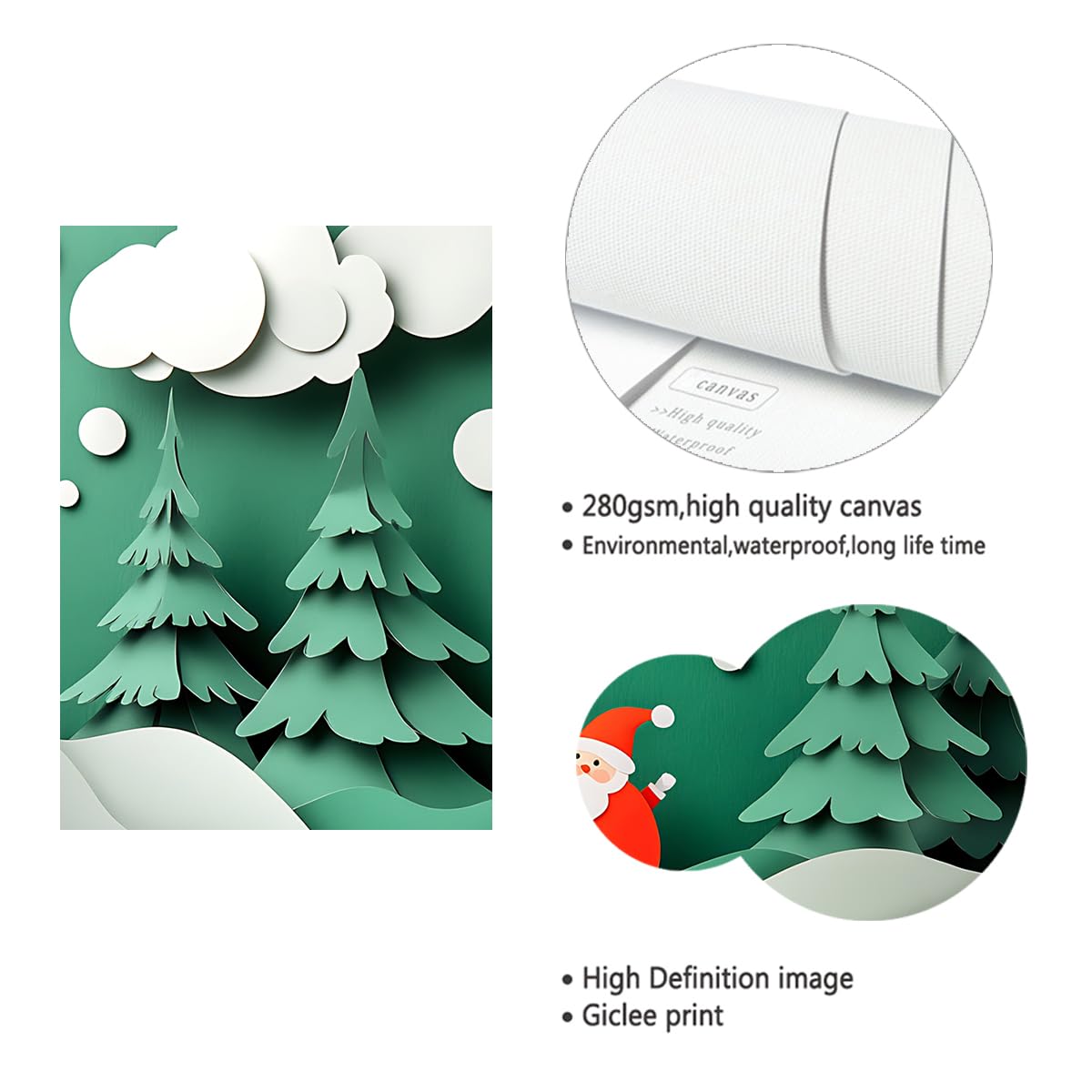 Babbo Natale Tela Pupazzo di Neve Felice Anno Nuovo Decor 50x75cm