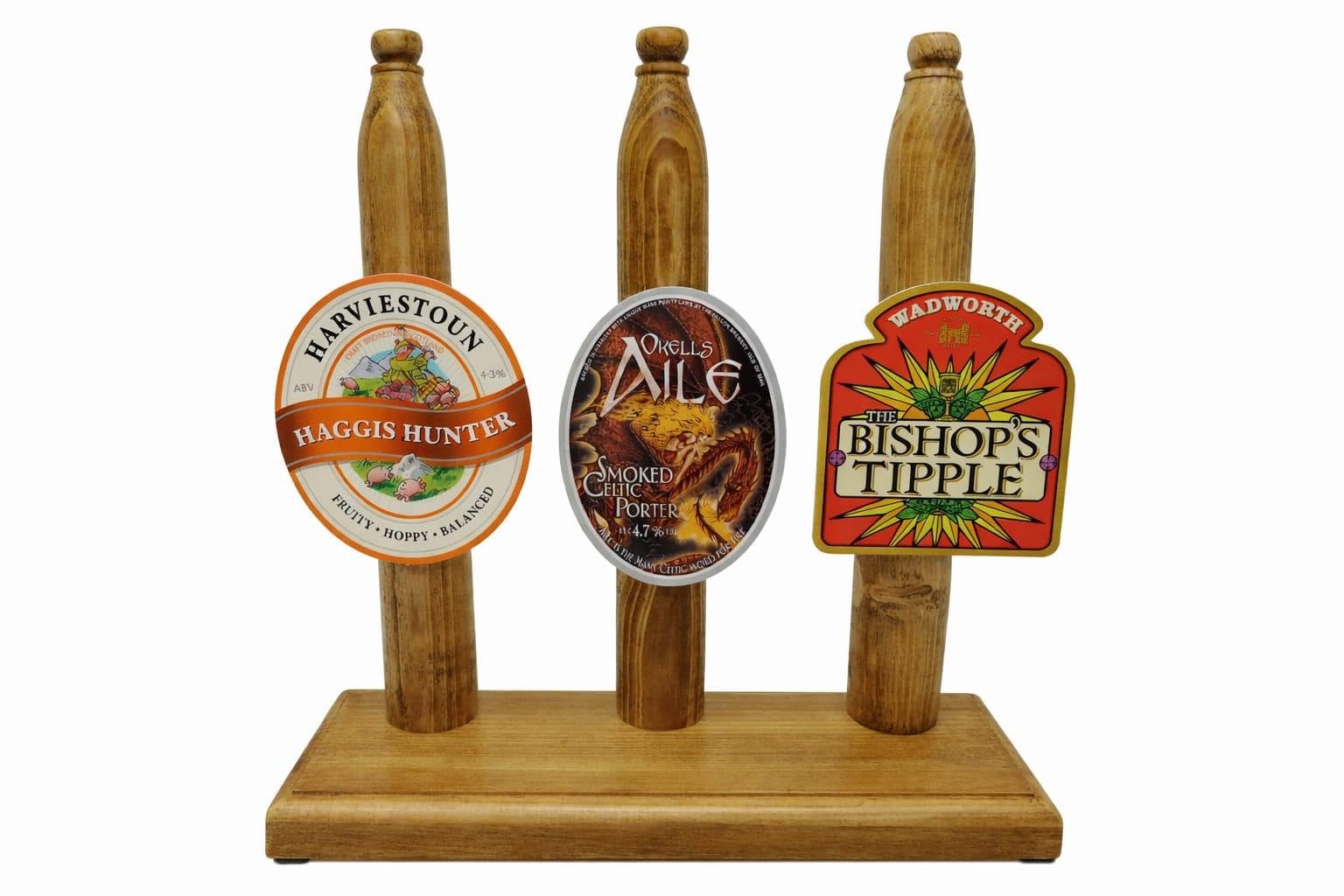 Full Sized 3 handle Replica wooden Beer Pump