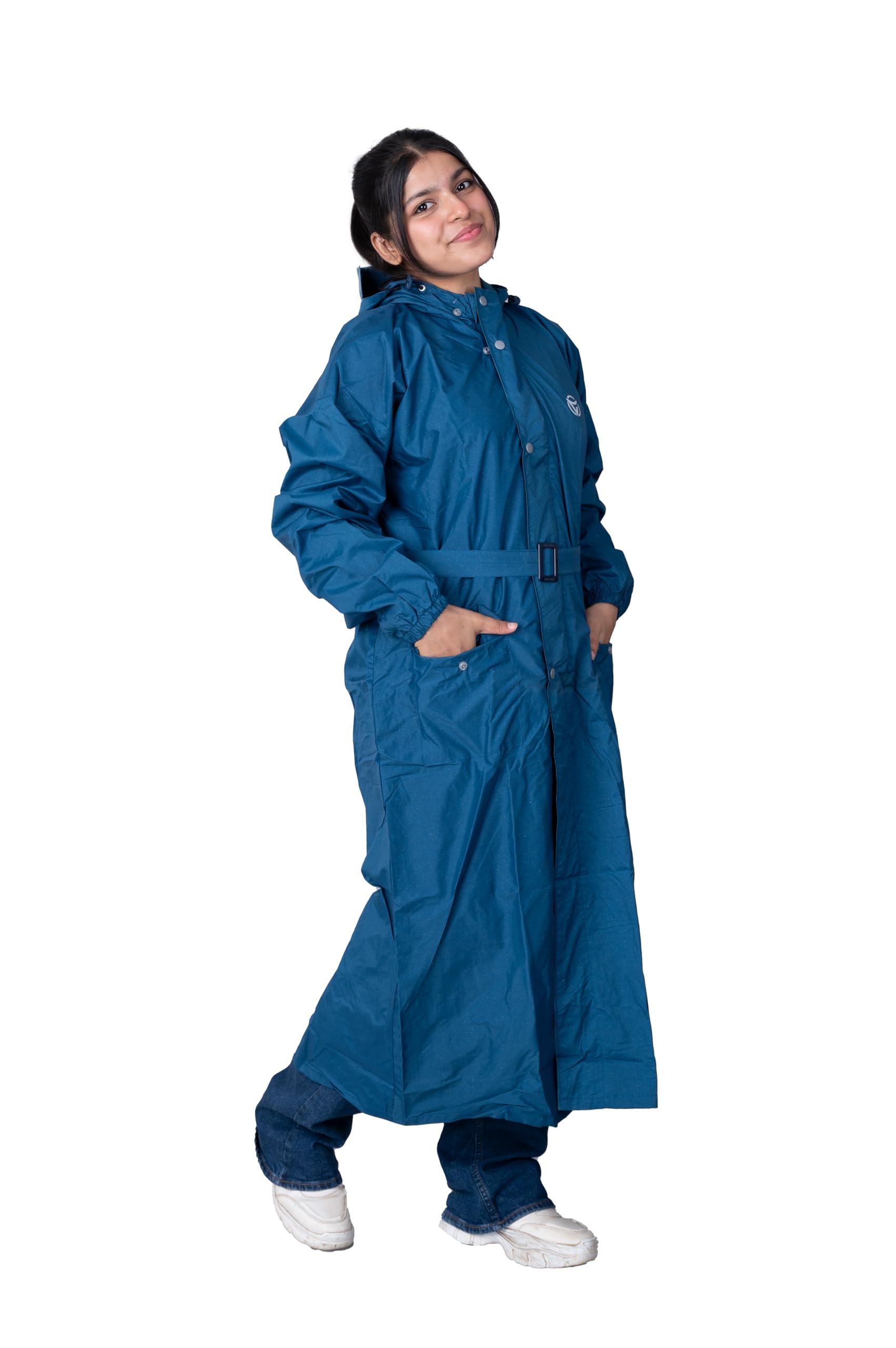 varsha rain wear VARSHA-Raincoat for Women Waterproof Reversible with Attached Hood and Waist belt,Buy Portable Waterproof Longcoat for Women Rainwear.(L-1968)-picture-27
