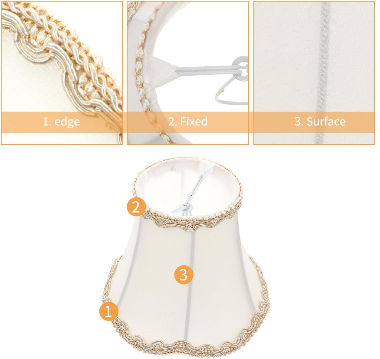 OSALADI Fabric Lamp Shade 5.31 Inch Soft Cloth Lampshade for Table Wall Floor Lamps Bedroom Living Room Light Shade Accessory