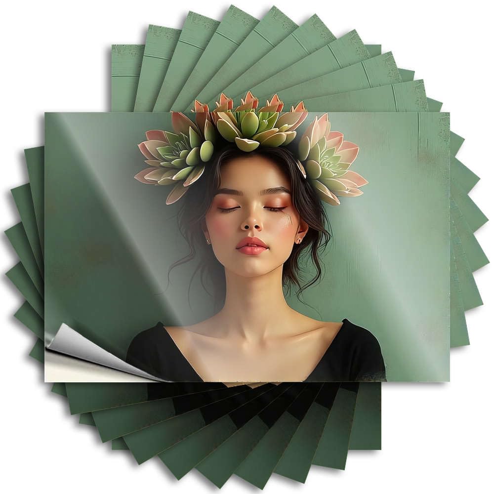 Woman with Succulent Crown Indie Decor Unique - Stickers Garage Waterproof Decal(8X12CM)