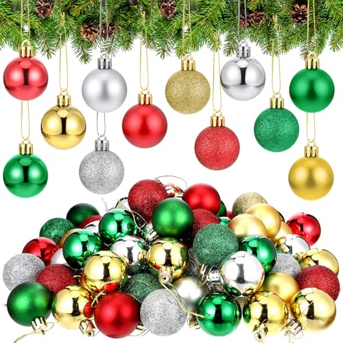 Mini Weihnachtskugeln, 48pcs Mini Christbaumkugeln, Weihnachtskugeln...