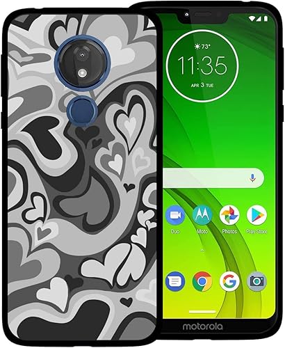Funda de teléfono para Motorola Moto G7 PowerSupraOptimo Maxx, bonita funda de amor irregular, gris, negro, amor, estética, linda, a prueba de