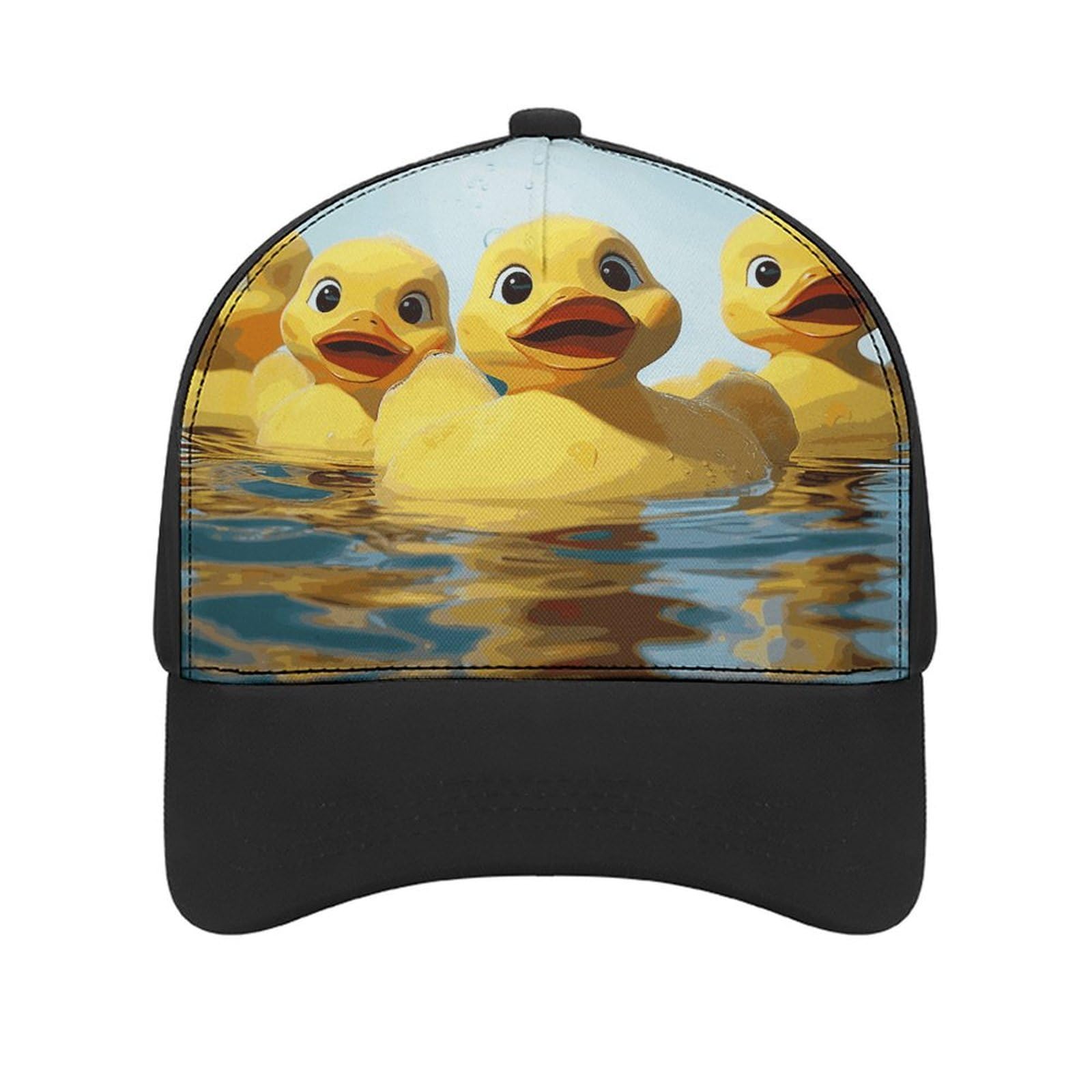 Baseball Cap Sunscreen Visor Hats Adjustable Cute Yellow Rubber Ducky Sun Caps Golf Dad Hat for Men Women