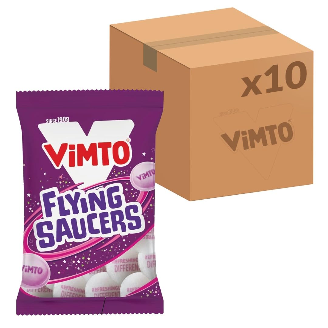 Vimto Flying Saucers, Sherbet filled Sweets with Natural Flavours, 33 g (Pack of 10)