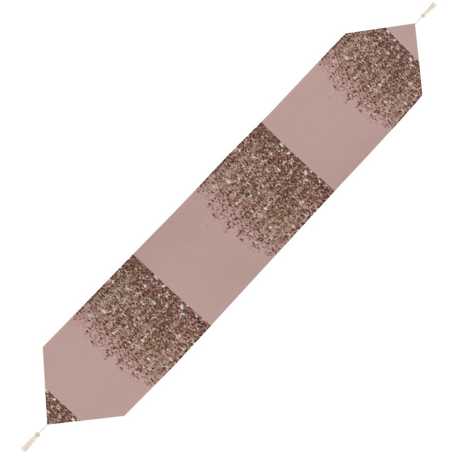 JZemdybill 200*33cm Table Runner with Tassel, Blush Pink Rose Gold Glitter Table Runner, Table Decoration for Kitchen, Party, Restaurant