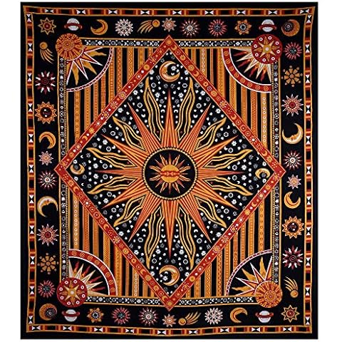 THE ART BOX Golden Orange Mandala Tapestry Cover