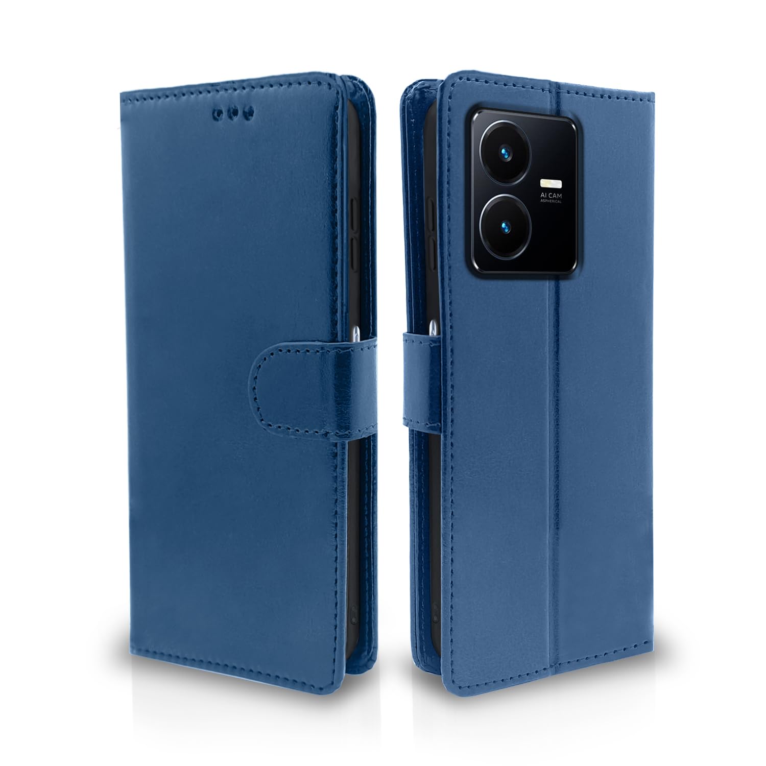 Pikkme Vivo Y22 Flip Case Leather Finish | Inside TPU with Card Pockets | Wallet Stand and Shock Proof | Magnetic Closing | Complete Protection Flip Cover for Vivo Y22 (Blue) (B0BHR471T3) Amazon Price History, Amazon Price Tracker