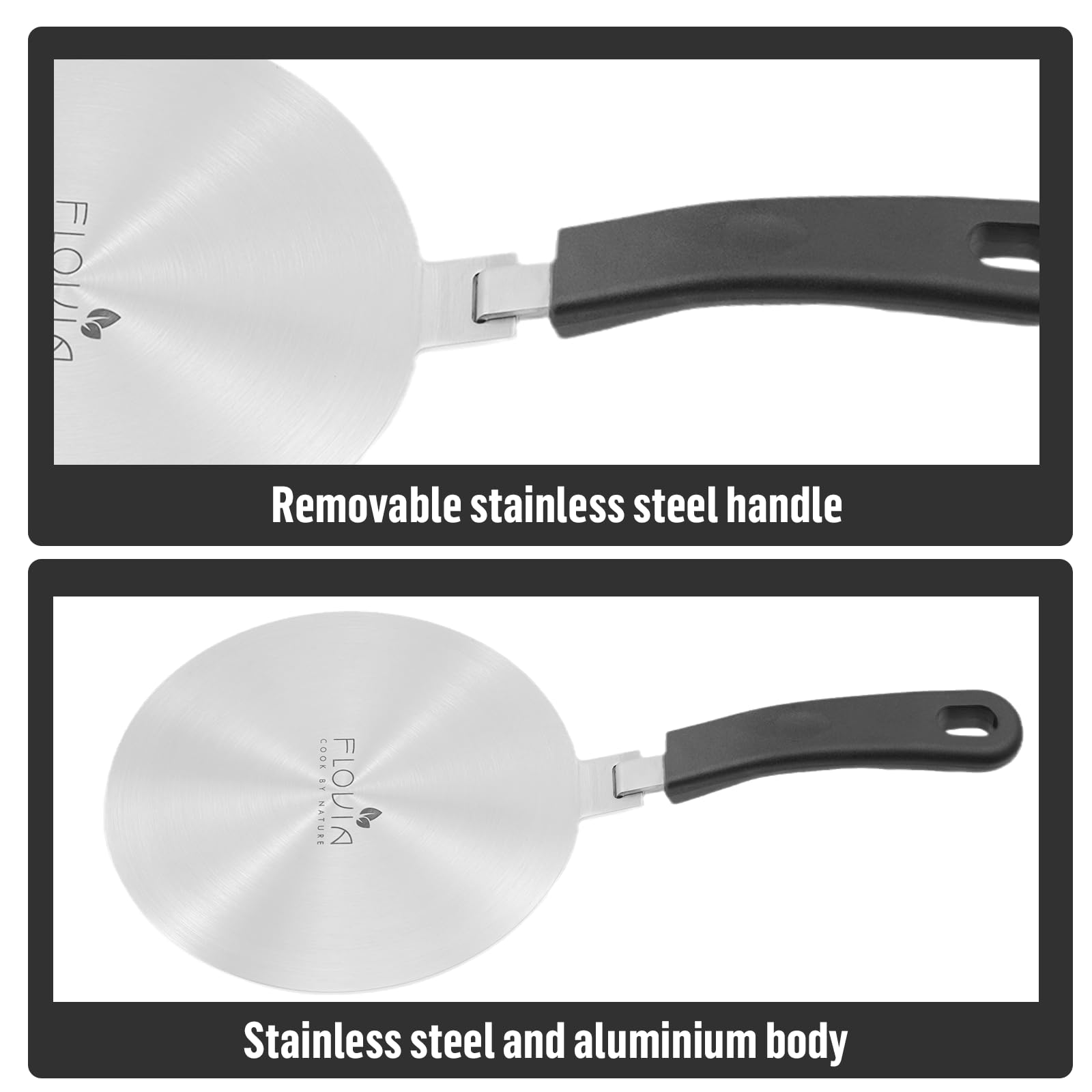 Adattatore per induzione, diffusore per induzione 20cm, manico staccabile disco adattatore per piano cottura, diffusore di calore per piano cottura a induzione per caffettiere e utensili da cucina