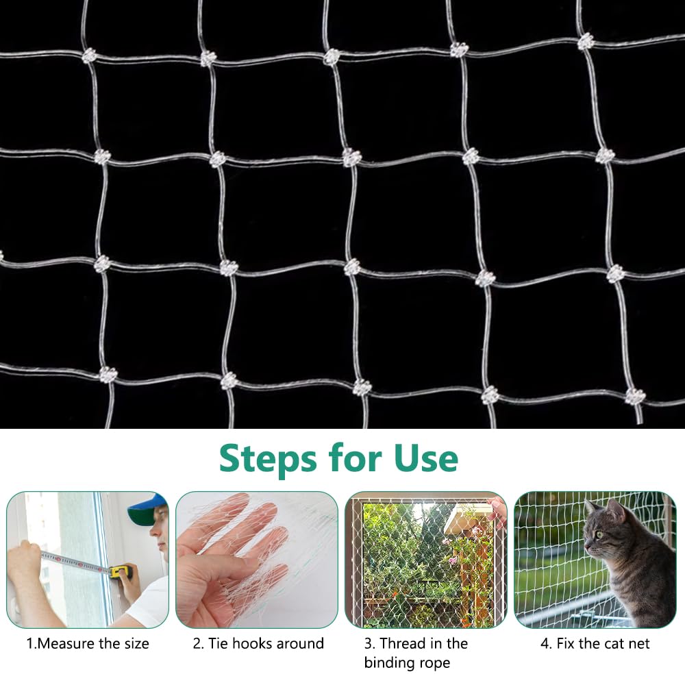 Katzenschutznetz Transparent 3x4m - Sicher Für Balkon & Fenster