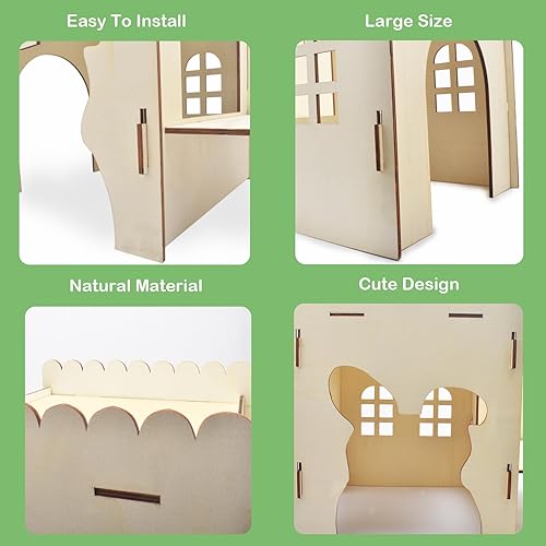Miniatura 7 de ERKOON Casas grandes para conejos, castillos de conejos, casa de juegos de madera con escaleras, espaciosos hábitats transpirables para hámsters y