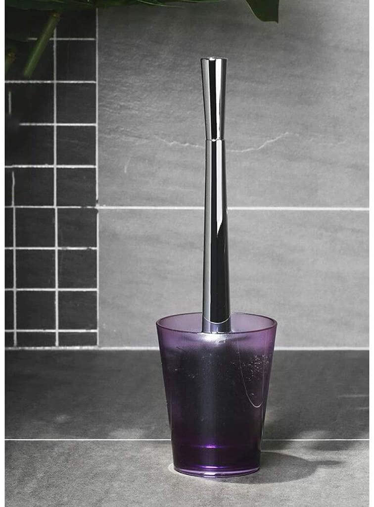 Habiba Escobilla de baño Cepillo de Inodoro acrílico Creativo, Cepillo de Inodoro de Mango Largo Cromado ergonómico, Cepillo de Inodoro Desmontable y reemplazable Soporte antigoteo