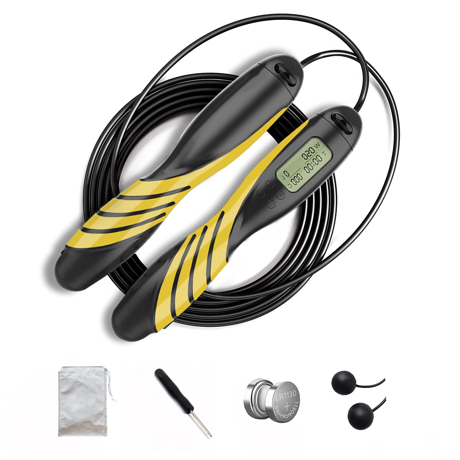 Jump Rope, Digital Counting Jump Rope with Calorie Counter for Fitness, Adjustable Jump Rope with Alarm Reminder, Speed Skipping Rope Workout for Kids, Adult, Indoor/Outdoor, Weight Loss Exercise