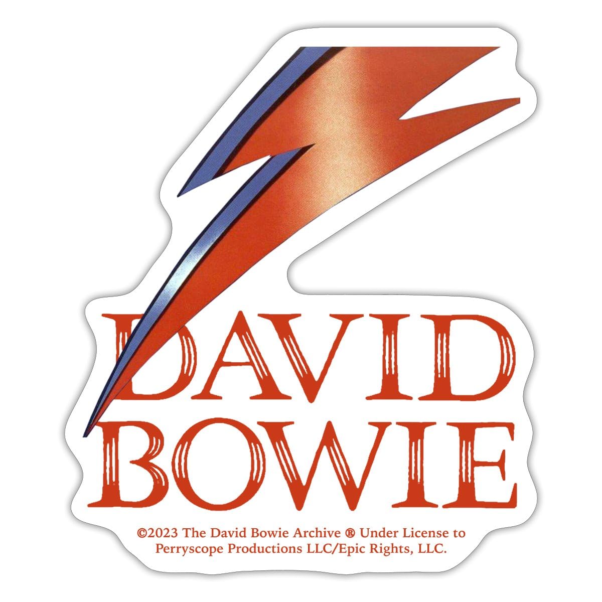 David Bowie Red Lettering with Flash Sticker Size S (10 x 10 cm)