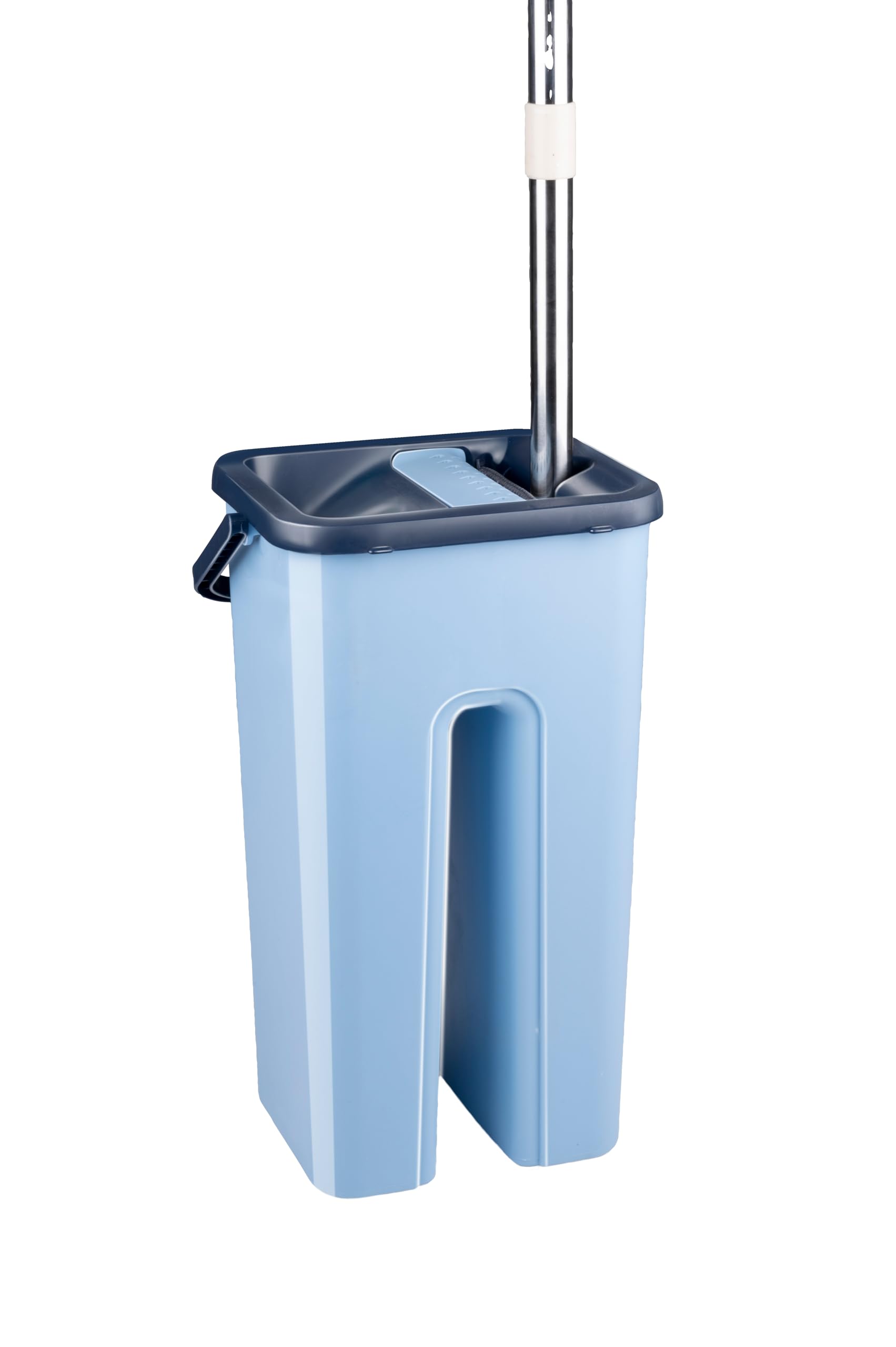 Alpina Juego de fregona y Cubo, Limpiador de Suelos, Incluye 2 paños de Microfibra, para Suelos Duros, rotación de 360°, Color Azul