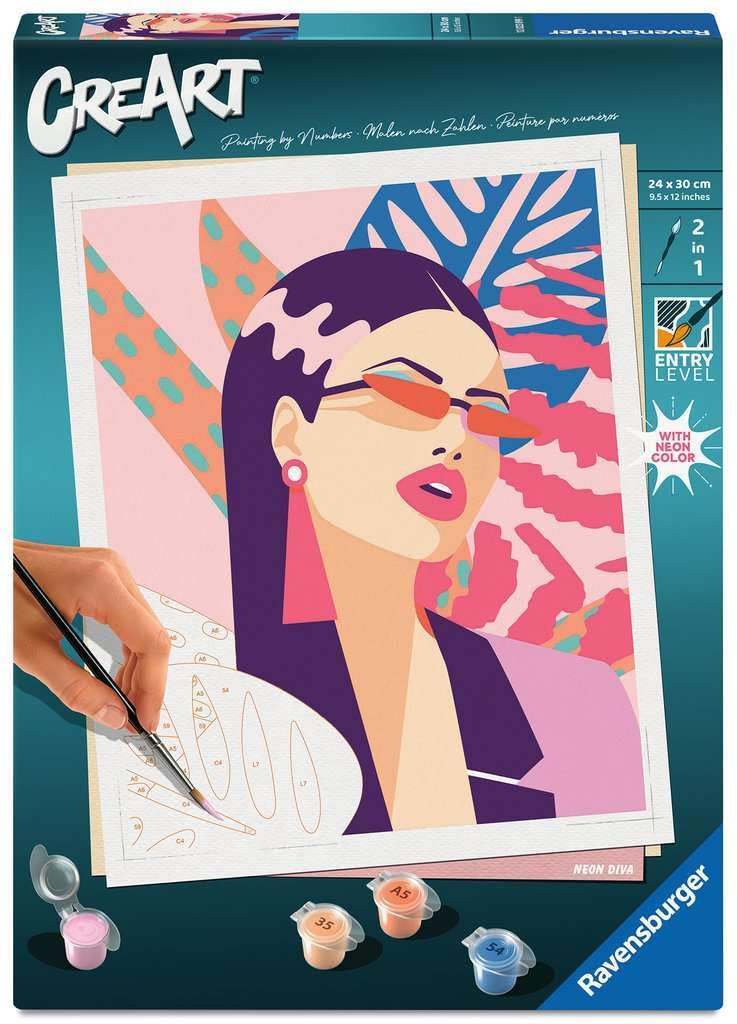 Ravensburger CreArt 12023099 Paint by Numbers Neon Diva from 12 Years