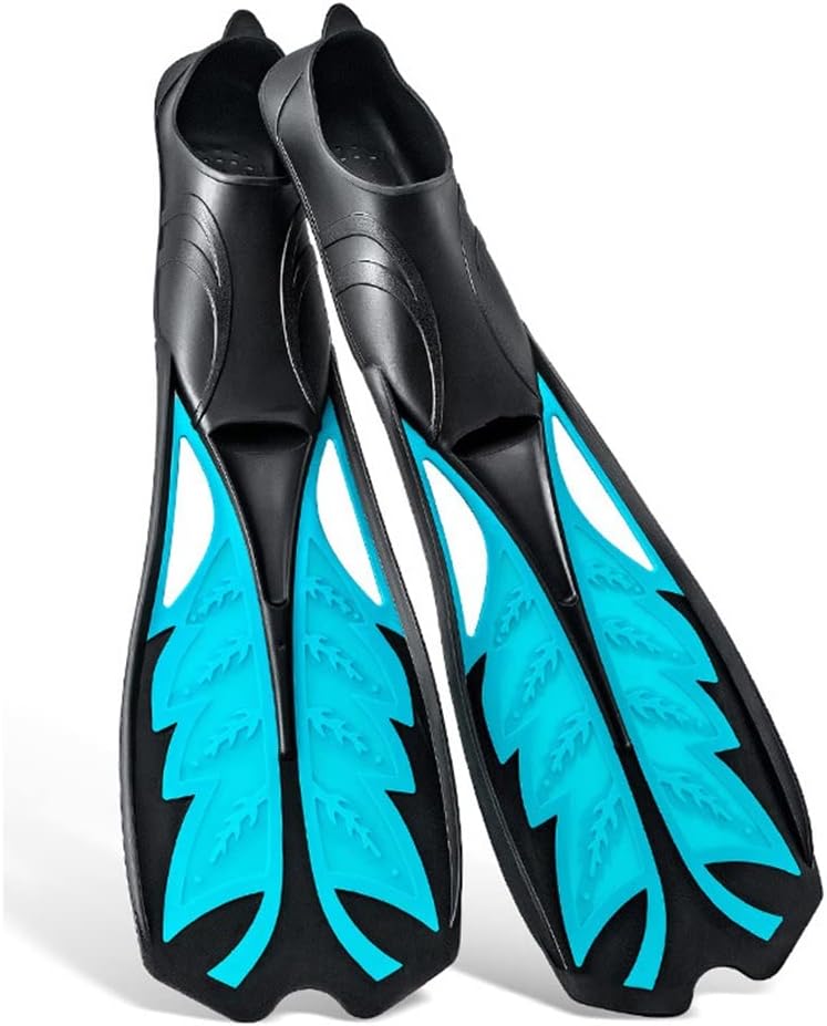 Adult Flexible Comfort Diving Fins Professional Free Diving Long Fins Rubber Non-Slip Swimming Flippers Snorkeling Equipment (Color : Red Size : S code) (Blue M code)