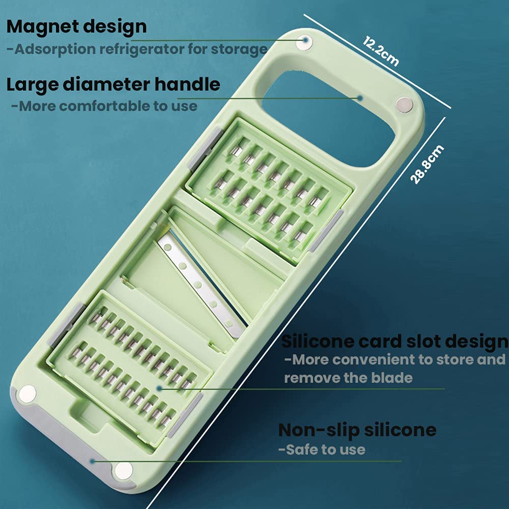 Gemüsehacker 6 in 1 Multi -Mandolin -Transparent Gemüse Slicer Cutter Gemüse Cutter Food Slicer Dicer 6 austauschbare Klingen Set Manuelle Slicer