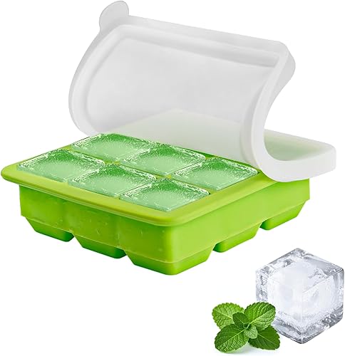 Miniatura 8 de Bandeja para cubitos de hielo con tapa (9 x 2 unidades), bandejas pequeñas para cubitos de hielo, bandejas de silicona para congelador, molde para