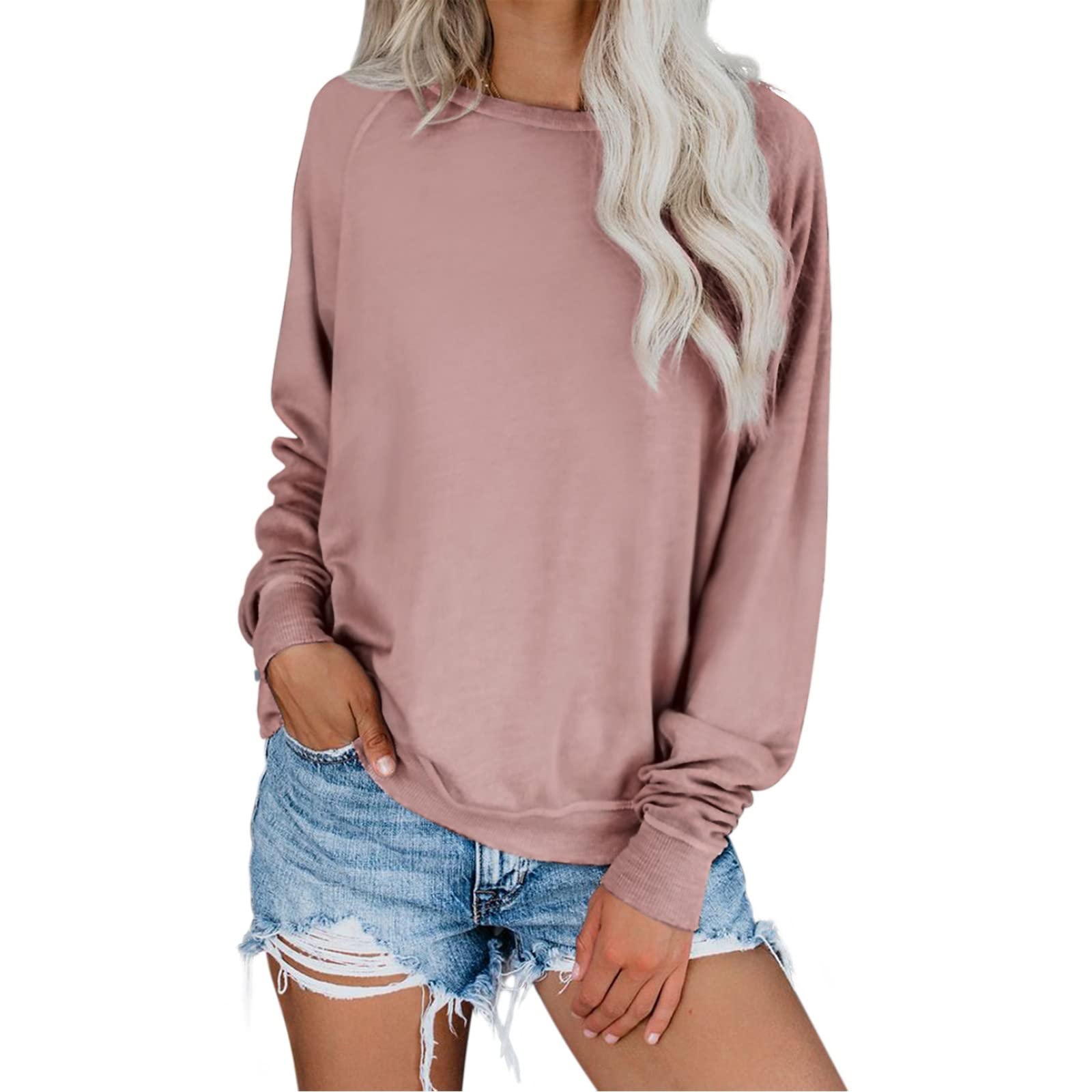 SYlibes Women's Tunic Tops,Floral Printed O-Neck Sweatshirt Long Sleeve Work Blouse Fashion 2023 Loose Fitting Clothes