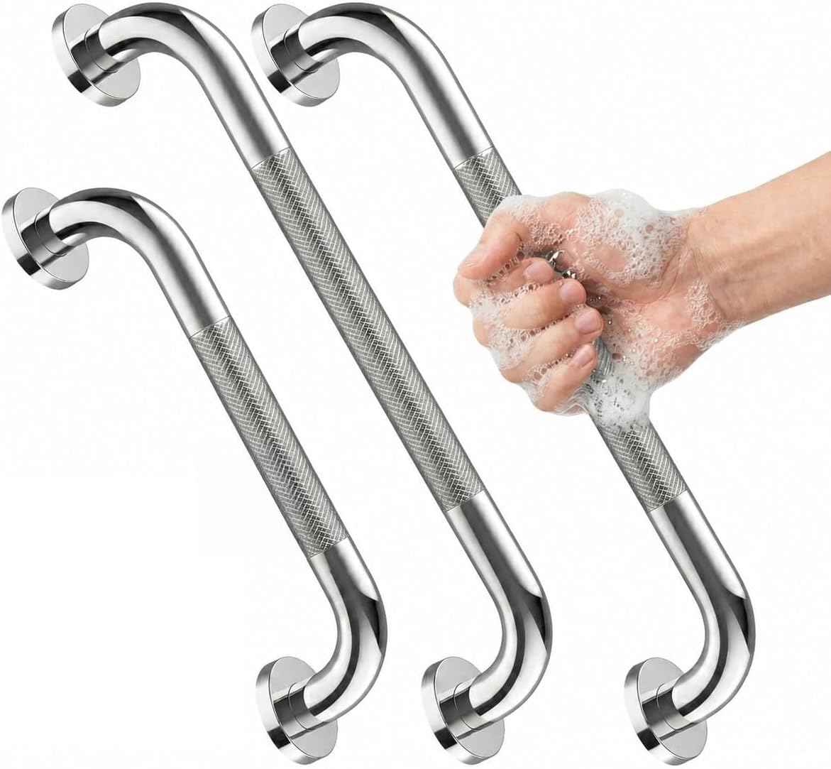 Grab Bars for Shower, 3 Pack Wall Mounted Bathroom Safety Bars | 2×16" & 1×12" Hand Rails for Shower, Bathroom Grab Bars for Seniors with 500 lb Support