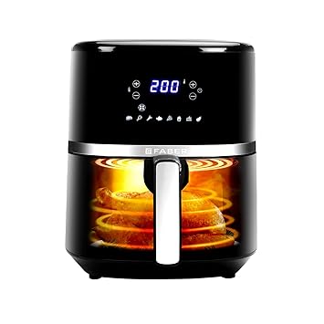 Faber 6L 1500W Digital Air Fryer | Fry, Bake, Roast, Toast, Defrost, Grill & Reheat | 85% Less Oil, 360° Air Cooking | 8-Preset Menu, LED Display & Touch Control, Non-Stick Pan, View Window | (Black)