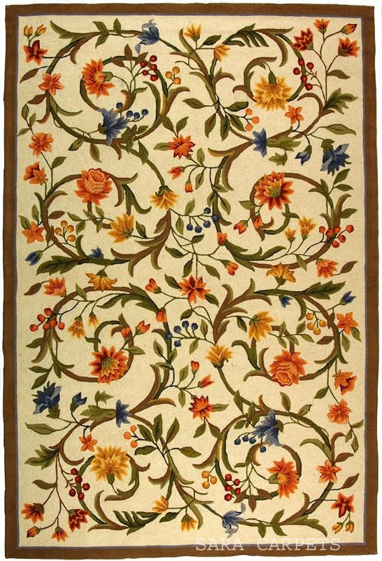 Image of Modern Abstract Hand Tufted Wool Floor Carpet for Home decore Living Room|Home and Bedroom & Hall 6x6 feet (180 x 180cm) Beige H5