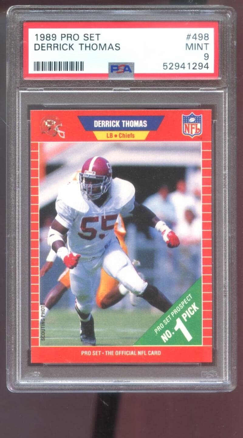 1989 Pro Set #498 Derrick Thomas ROOKIE RC PSA 9 Graded Football Card NFL Pro Set Kansas City Chiefs MINT