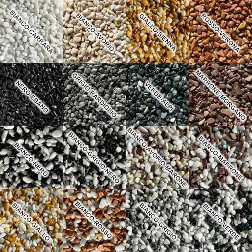 Steinteppich Epoxidharz Set Innen & Außen (ca. 28kg / 2-2,5m²) | 16 Farben | 25kg 2-4mm Marmorkies + 3L, 2K...