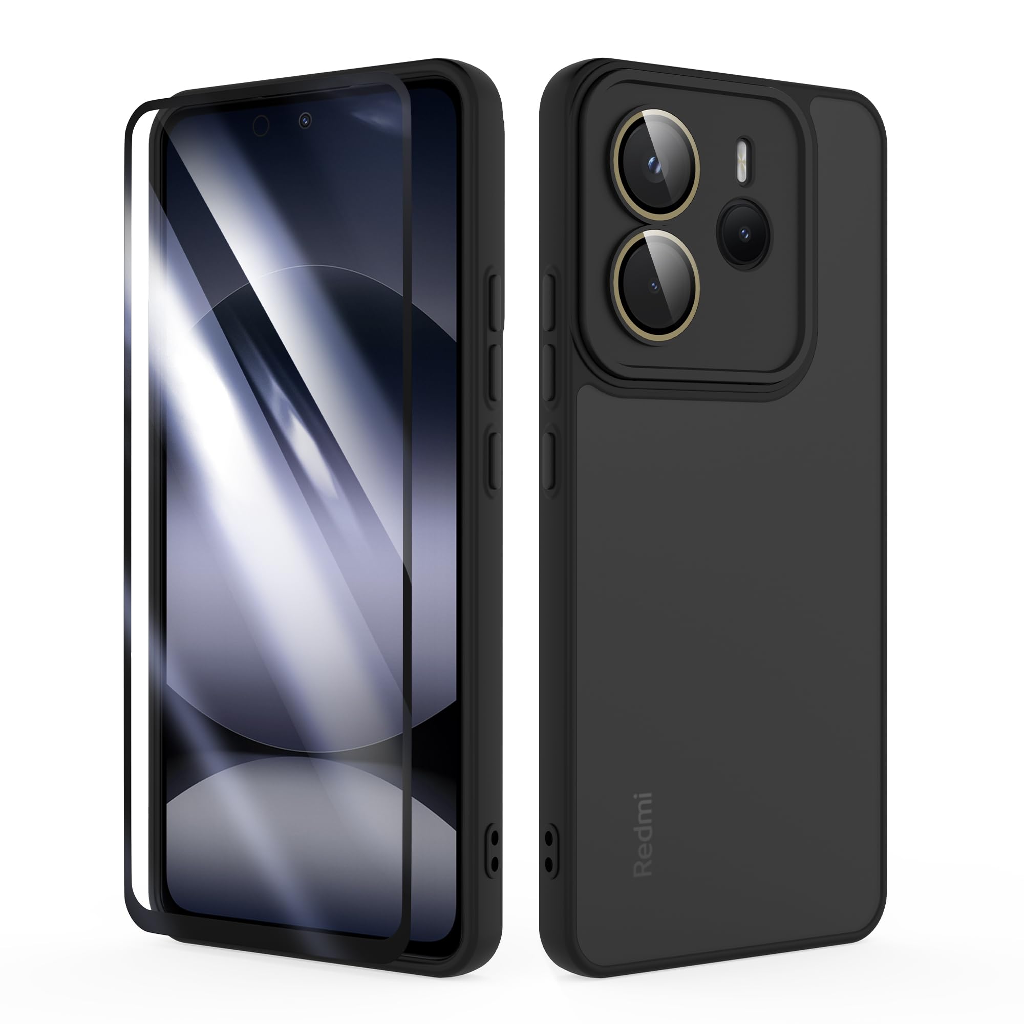 SMYTU Coque Pour Xiaomi Redmi 13 4G 6,79 Pouces,Mat HalfTransparente Protection Antichoc Souple Silicone TPU étui Bumper Housse Case Cover Pour Xiaomi Redmi 13 4G, Bleu