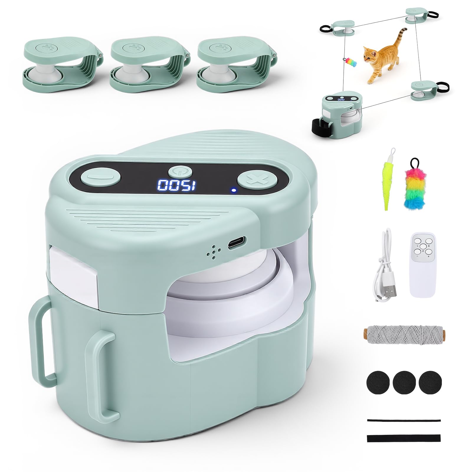 Juguete para Gatos de Interior, Cinta de Correr, Juguete automático/Control Remoto, Velocidad Ajustable, Juguete de Caza simulado para Gatos