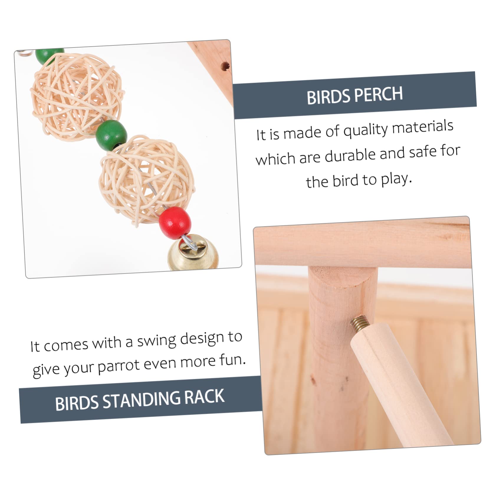 COLLBATH Perchoir à Oiseaux en Bois Support pour Cage, 1 Pièce