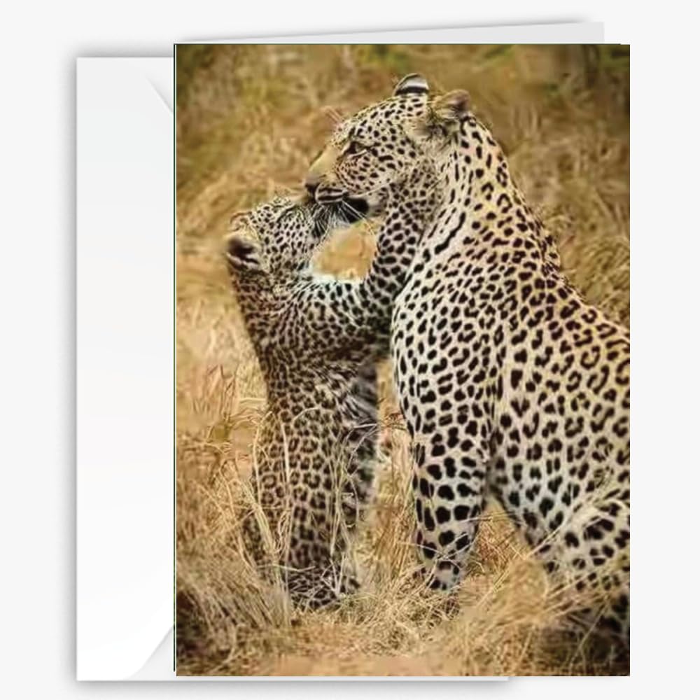 Tarjeta de felicitación con temática de naturaleza animal, tamaño más grande con imagen trasera e interior en blanco, tarjeta única para el día de la madre para colecciones de amantes de