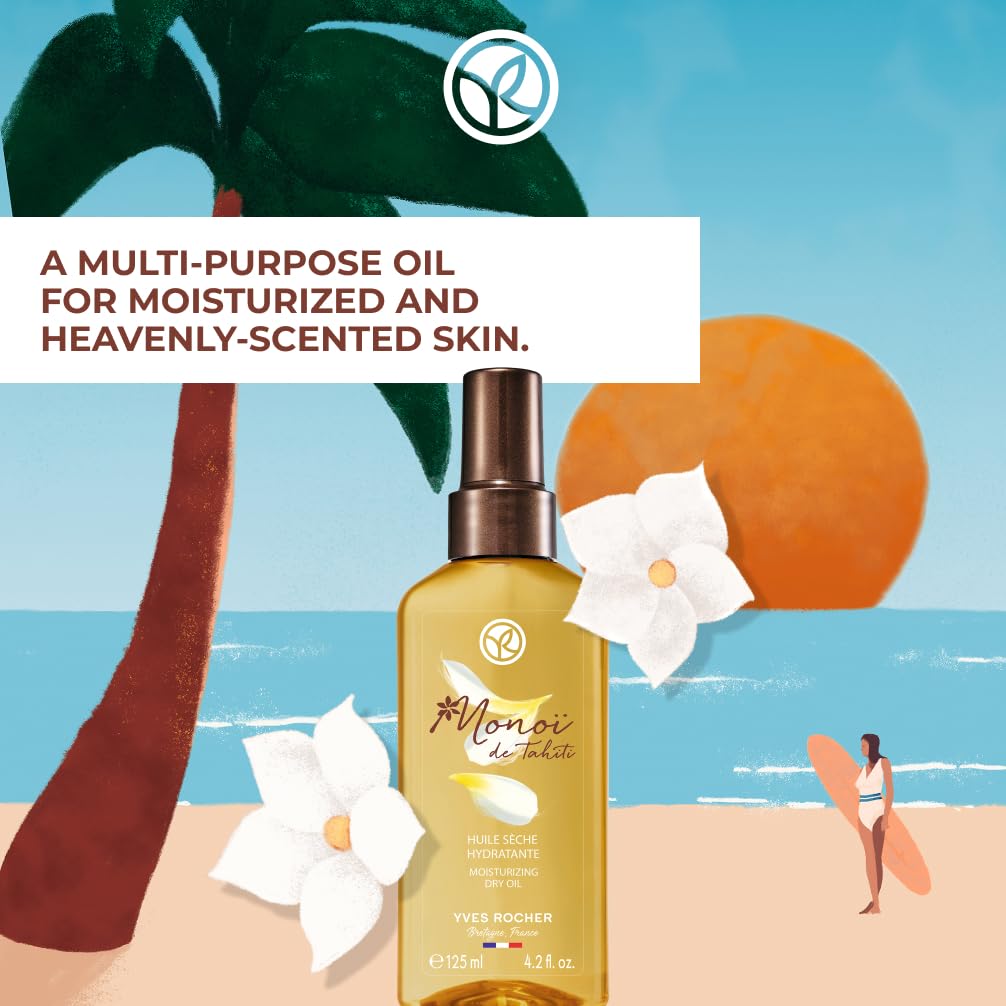 Yves Rocher Monoï de Tahiti Dry Body Oil with Tiare Flower, 4.2 fl oz