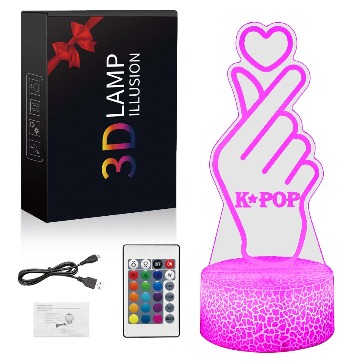 K-Pop dekoratives Nachtlicht, 16 Farbwechsel, Dekor mit Fernbedienung, Kpop Merchandise Geschenk, perfekt als K-Pop-Fan-Geschenk oder Urlaubsgeschenk