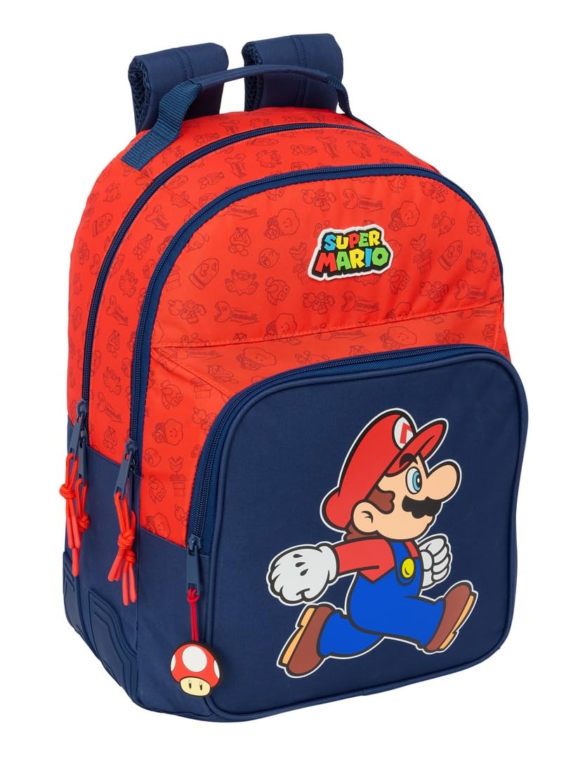 Safta SUPER MARIO TRICK - Mochila Escolar Infantil, Ideal para Niños de Diferentes Edades, Cómoda y Versátil, Calidad y Resistencia, 32x15x42 cm