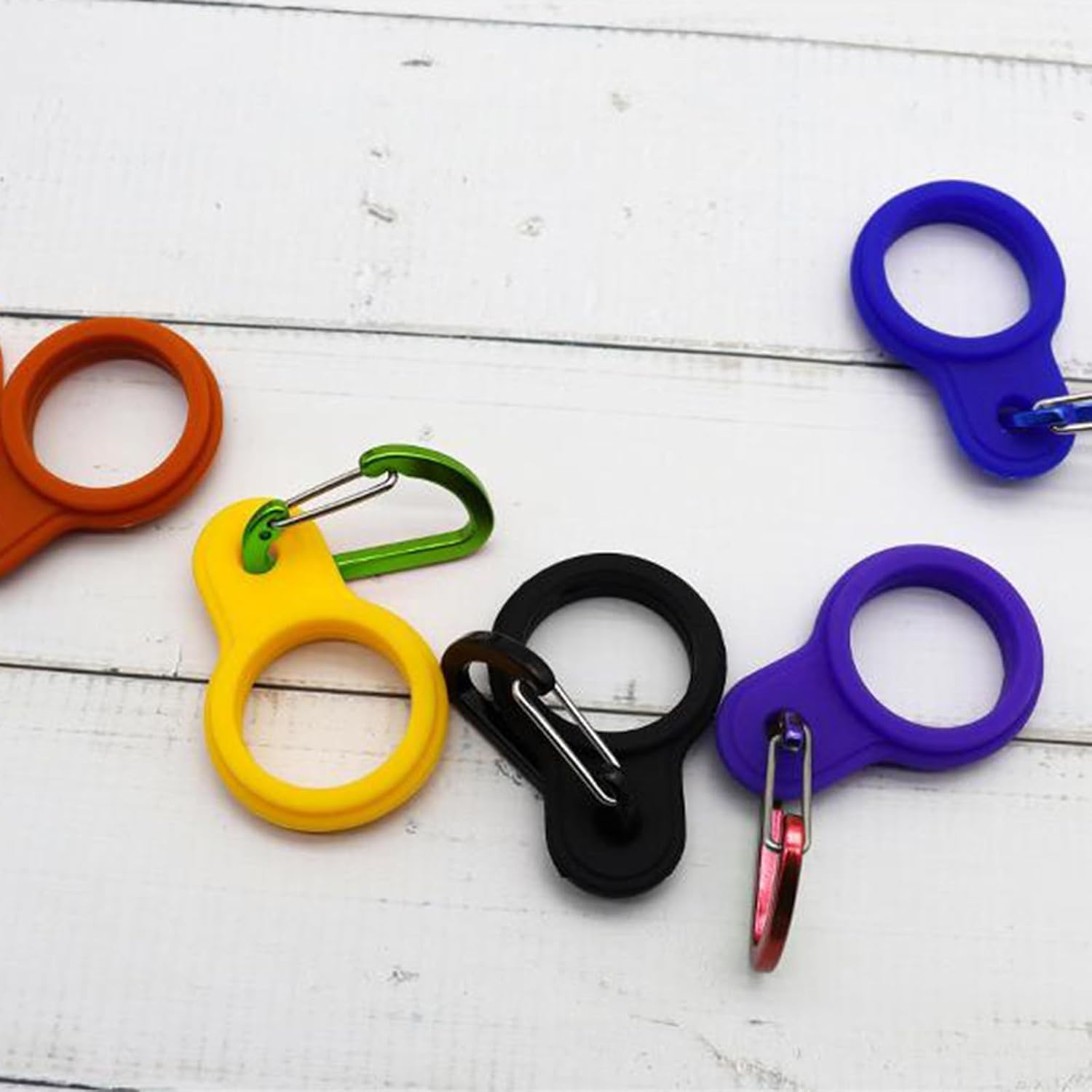 6 fibbie per bottiglie d'acqua in silicone con clip a moschettone, portatili, sicure per bottiglie, bottiglia d'acqua, anelli da appendere, fibbia portatile, escursionismo, campeggio, bottiglia