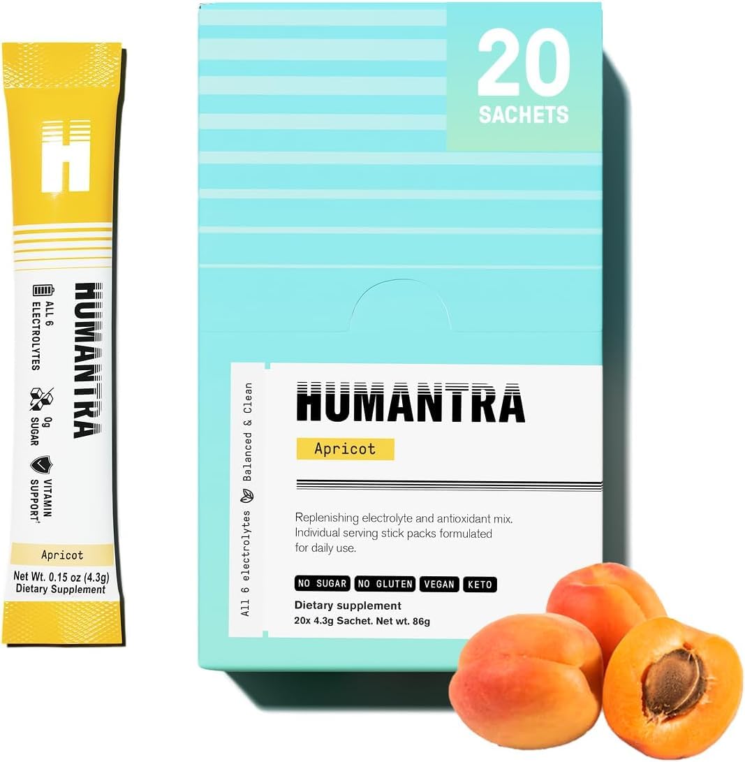 Humantra Hydration Packets | Zero Calorie, Zero Sugar Electrolyte Hydration Multiplier w/Essential Minerals, Boost Immune & Metabolic Functions | Electrolytes Powder (20 count, Apricot)