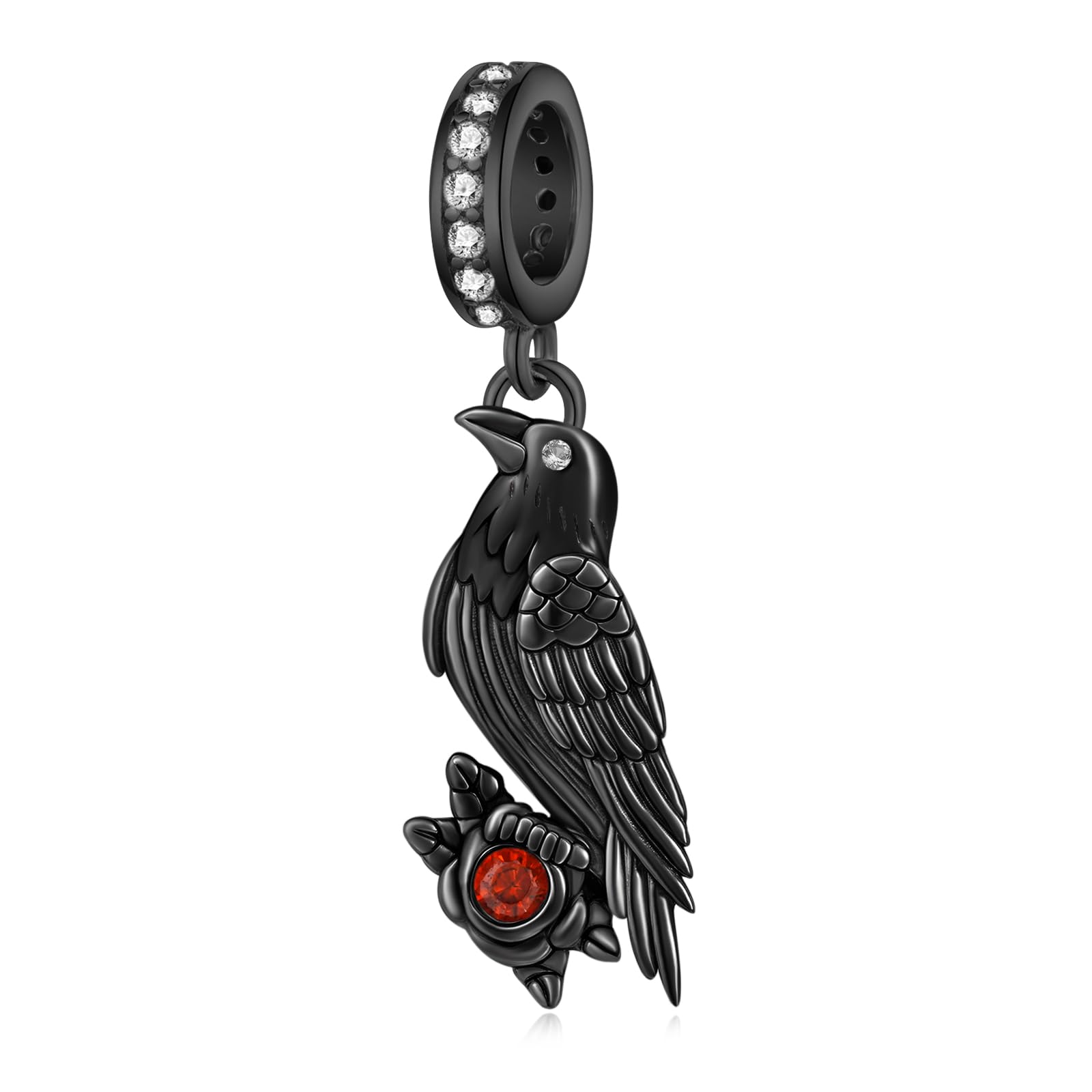 Charms gotico argento Sterling 925 corvi neri charms per braccialetti gioielli corvo Goth The Crow regali per le donne
