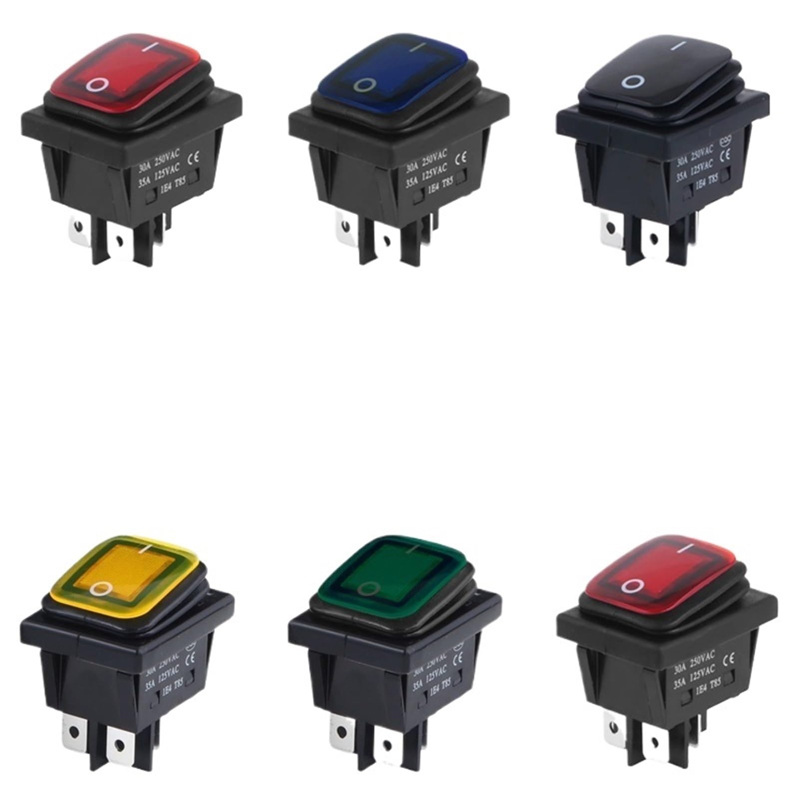 Łódź w kształcie wahadła, Zestaw 2 wodoodpornych przełączników kołyskowych KCD4 16A 4-stykowy WŁ./WYŁ. 12 V 220 V Światło LED do samochodu, łodzi, wielokolorowe(Yellow,2PCS-220V)