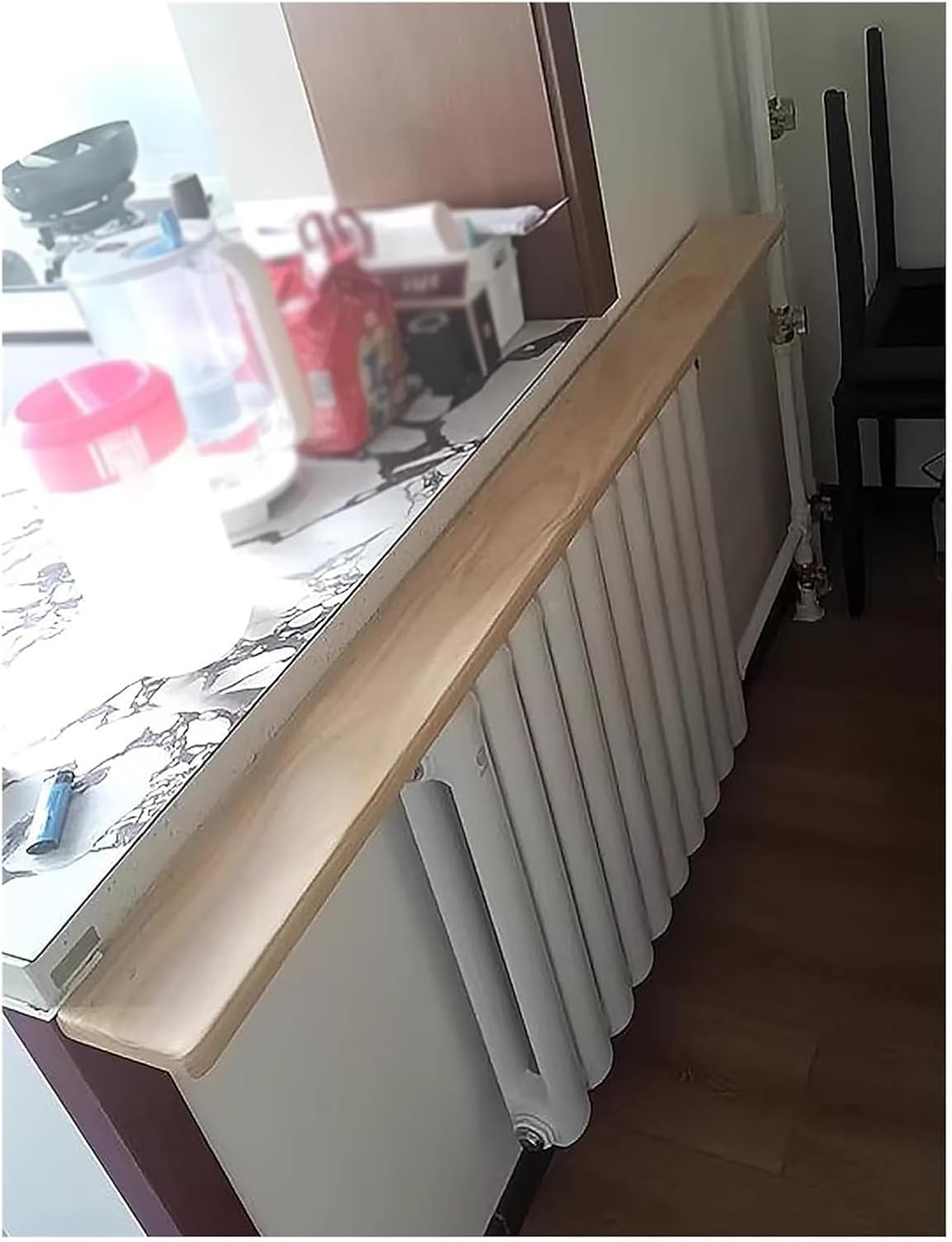 Radiator cover for old radiator，Radiator cabinet， Wood Radiator Cover Shelf Farmhouse/Front Door Entry/Kitchen Slim Plant Floating Home Decor(74.8x6.3x0.9in)