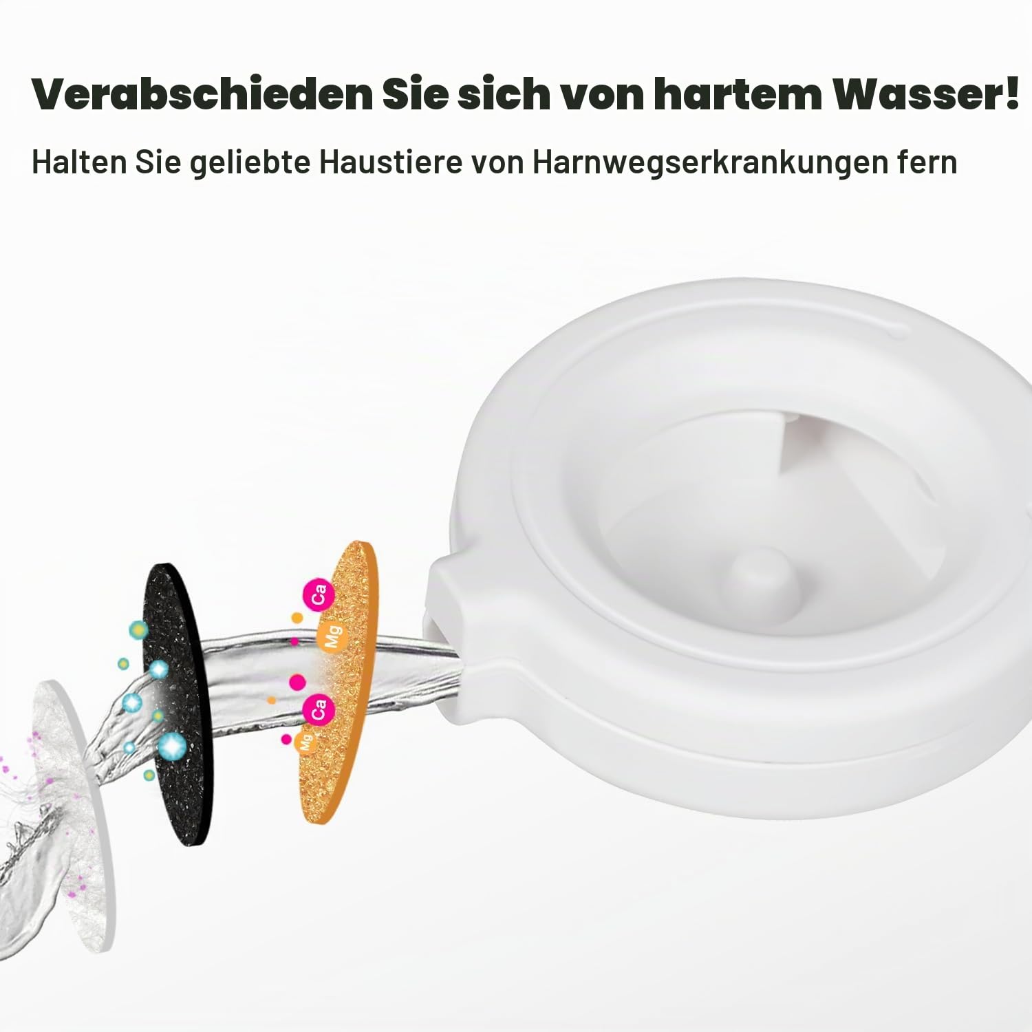 Sfozstra Automatischer Schwerkraft-Wasserspender für Hunde: Weiß Edelstahl-Napf 4 L mit Aktivkohle-Ionenaustauschsystem – für Küche & Garage – hilft zur Vorbeugung von Harnsteinen