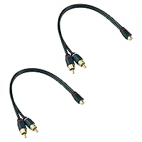 Vista 1 de Divisor RCA de 12 pulgadas, 1 hembra a 2 machos, paquete de 2 unidades, cable RCA Y RCAs de video para automóvil, divisor de cable de audio RCA