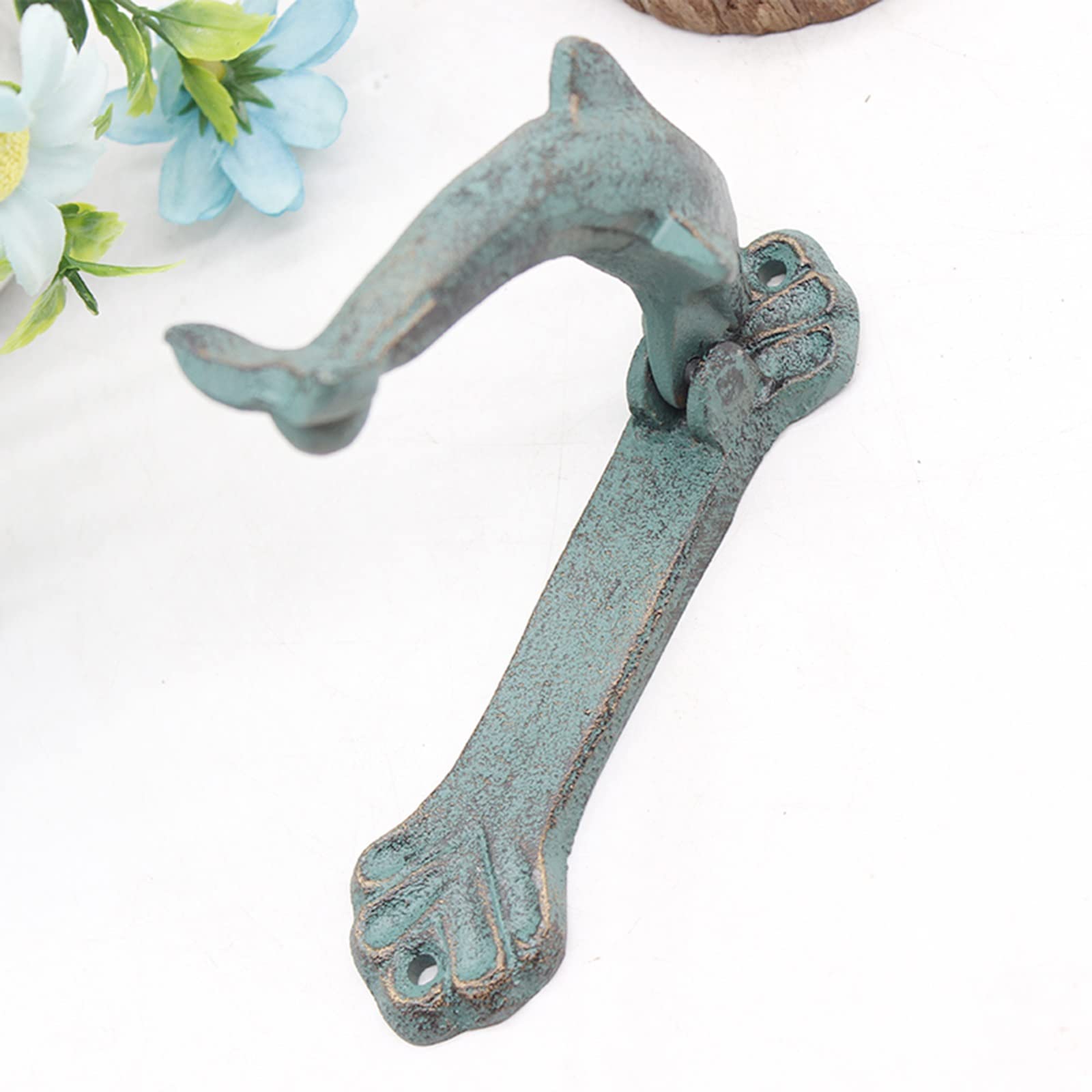 Battente Per Porta In Ghisa A Forma Di Delfino – Stile Vintage, Maniglia A Tirante, Peso 1 Kg, Antico E Decorativo