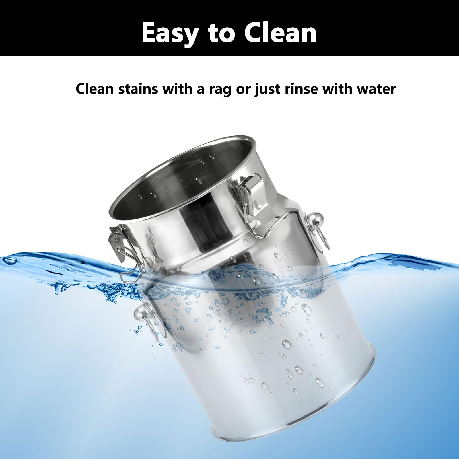 Contenitore Ermetico in Acciaio Inox, Secchio per Il Latte Secchiello per Il Vino con Coperchio Bidone per Il Latte Contenitore per Riso E Cereali per Latte, Vino, Olio, Cereali,5L 17x24CM
