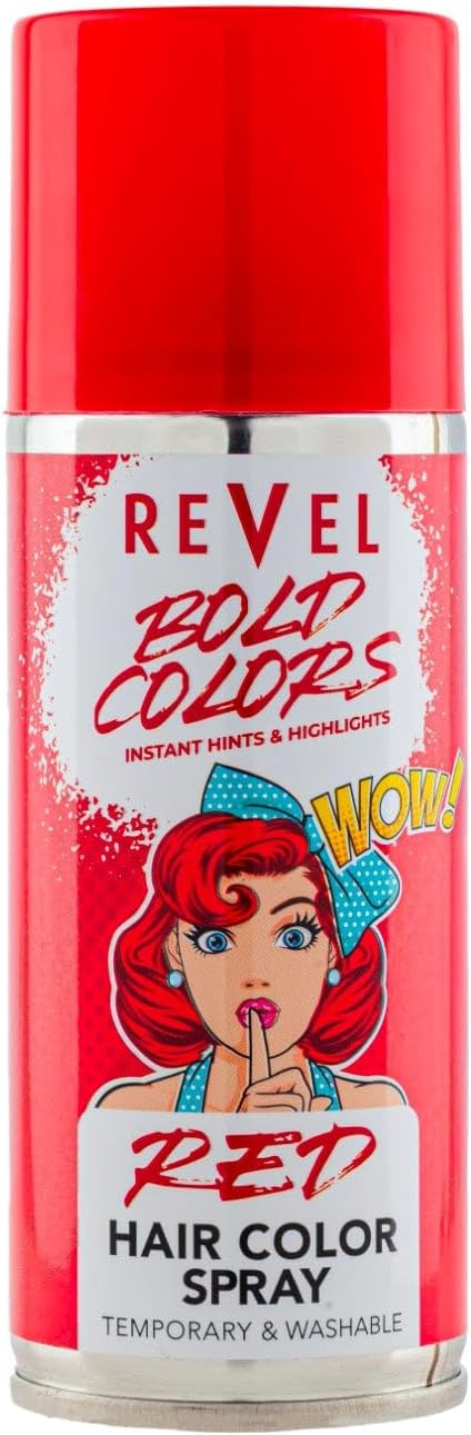 Revel Bold Colors Temporary Red Hair Colour Spray 150ml, For Men & Women, Hair Color Sprays, Instant Hints, High Lights, All Hair Types, Fast Drying, Non Sticky, Haircare